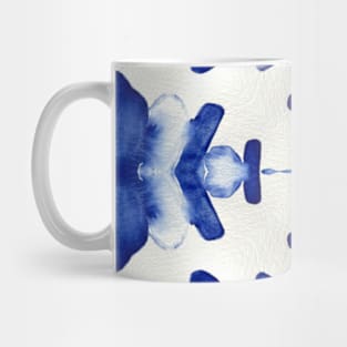 Abstract cobalt blue watercolour stones set into a mosaic tile mandala style Mug